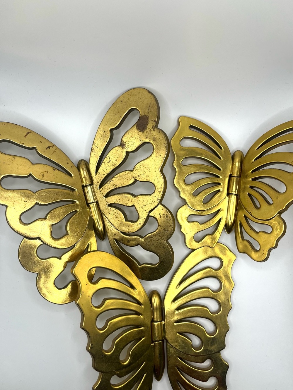 Vintage 70s Gold Butterfly Wall Decor Trio - Elegant Accent